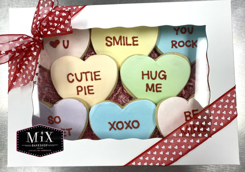 8 Valentine's Day Conversation Heart Sugar Cookies In-store Pickup